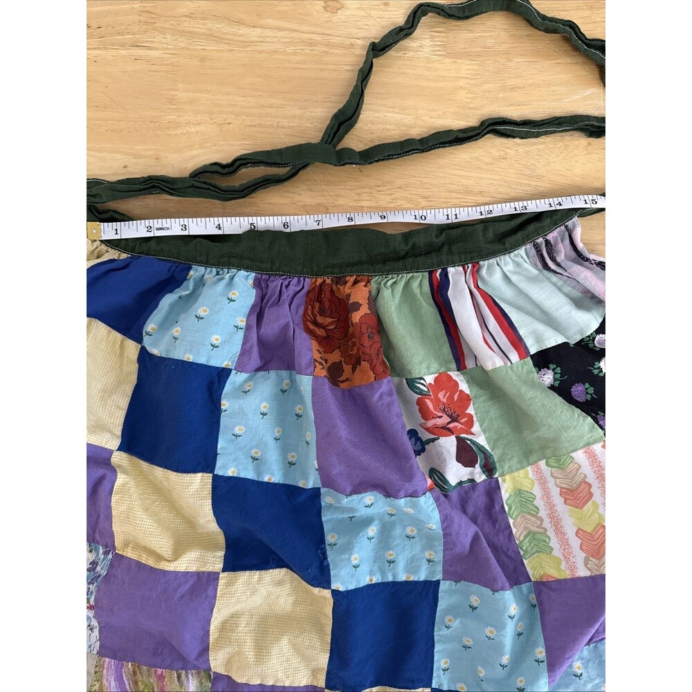 Vintage Fall colors patch work half apron Small Reversible Home Made - Picture 8 of 12